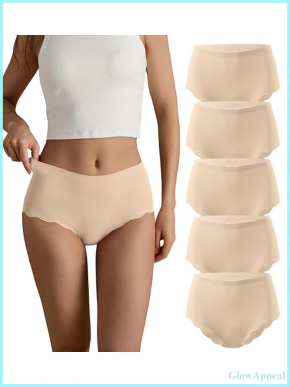Seamless High Waisted Cheeky Panties Wave Edge Ribbed Bikini Pack
